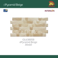 Keramik Dinding Krem Motif Batu Alam/Roman Dinding Batu Alam 30x60
