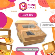 Paper Lunch Box Eco Window Kraft Brown Laminated Economical ML 1/ 2 Full Rice Window 16x9x5 18x11x5 