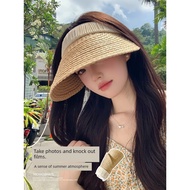 cute hat woman cap woman Sunshade Empty Top Female Seaside Beach Sunscreen Summer Straw Hat