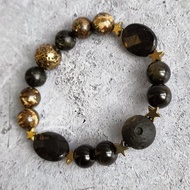 金色黑曜石、星光石、斜長石手鍊。接納妳/你的力量。