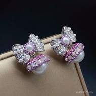 S925 Subang Bersalut Emas Kancing Tembaga Perak Jarum Loceng Mutiara Fesyen Elegan Serbaguna Subang 