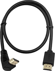 Poyiccot HDMI 2.0 Male to Male Cable 90 Degree, 2 Feet / 60cm Gold Plated High Speed HDMI Male to Ma