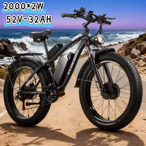 Fashionable electric bike, 2000W*2 dual motors 52V 32AH long battery life hydraulic brake stable and