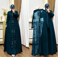 others / dress + outer terpisah satu set / abaya outer warna putih terbaru emerald green / outfit um