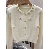 French Design Niche Round Neck Knitted Cardigan Ladies Loose Slimmer Look Sweater Jacket 2025 Autumn