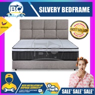[FREE GIFT 1 X RM99 T-SHIRT]  [FREE SHIPPING] Fabric Bedframe - Wonderland Series SILVERY Model Divan Swiss Foundation / King Size / Queen Size / Katil / Katil Queen Bed Frame