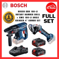 BOSCH GBH 180-LI Cordless Rotary Hammer Drill + GWS 180-LI Cordless ANGLE GRINDER 4" Power Tool Machine Combo Value Set