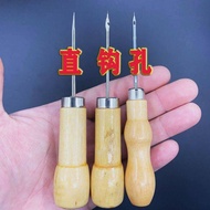 Awl Needle Tool Shoe Awl Crochet Threading Steel Needle Iron Awl Shoe Repair Wooden Handle Awl Perfo