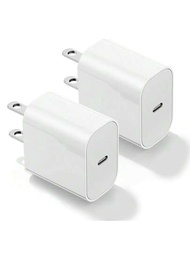 2入組適用於iPhone 15 14 13 12 11 USB C牆壁充電器，20W 2入組充電塊USBC電源適配器PD插頭盒式C磚塊適用於iPhone 15 14 13 12 11 Pro Max XS X XR SE 8 Plus，iPad Pro，AirPods Pro