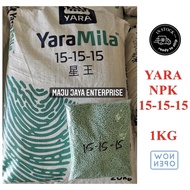 Ready stock 1KG YaraMila 15-15-15 (Repack Baja Import) Daun Subur Leaf Vegetable Fertilizers Yara NP