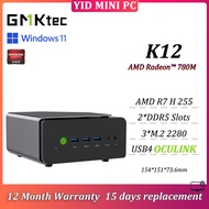 GMKtec K12 MINI PC AMD R7 H 255 Radeon 780M 2*DDR5 3*M.2 2280 SSD WIFI6E BT5.2 Quad Screen Display D