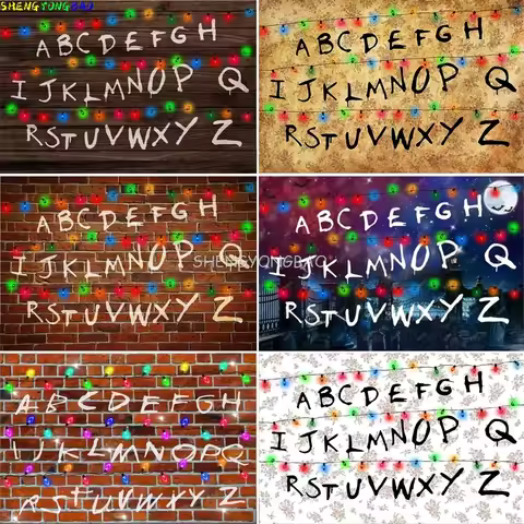 American TV Stranger Photography Backdrops Prop Lights Alphabet Banner Baby Gift Party Decoration Ph