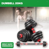 dumbell set 20 kg alat fitness barble set alat gym angkat beban