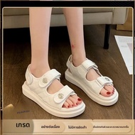 กาวรองเท้าแตะผู้หญิงด้านล่างแบนส้นหนากีฬารองเท้าชายหาด Magic TAPE Fairy รองเท้านักเรียน Casual ยาง O