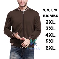 (S - 6XL) BASEBALL JAKET VARSITY OVERSIZE PRIA WANITA KOREAN STYLE TERBARU COKLAT KATUN FLEECE