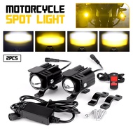 AUXITO 2PCS  Motorcycle LED Spotlight MIni  Driving Light Fog Lamp Dual Color White Yellow Low/High 