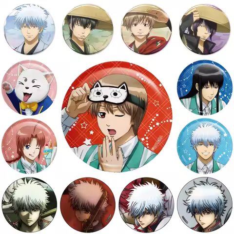 Anime Sakata Gintoki Shimura Shinpachi Sadaharu Tae Yoshida Shouyou Cosplay COSTUME Badge Pin SPTE T