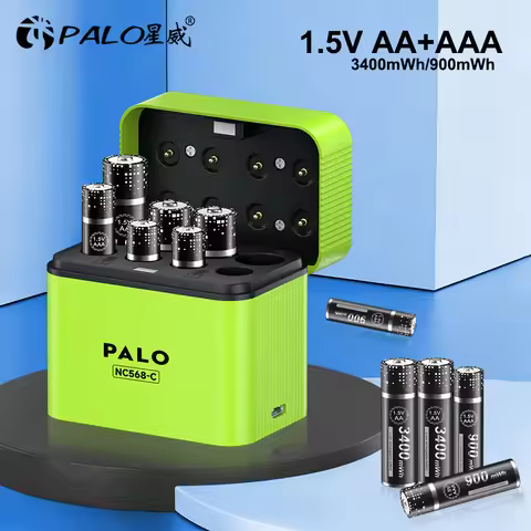 PALO AA AAA Rechargeable Li-ion Battery 1.5V HR3 HR6 2A 3A Lithium Batteries with 8-Slot Intelligent