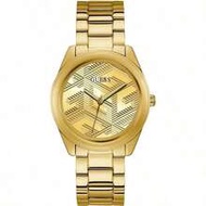 GUESS Gold Stainless Steel Geometric Pattern Dial Quartz Unisex Watch GW0606L2