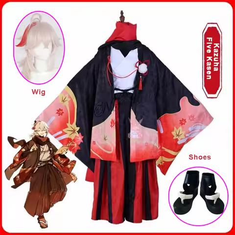 Anime Five Kasen Cosplay Kaedehara Kazuha Cosplay Costume Kimono Halloween Carnival Samurai Costume 