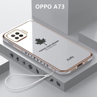 Casing OPPO A73 Case Plating Maple Leaves Cover Soft TPU Phone Case OPPO A73 4G
