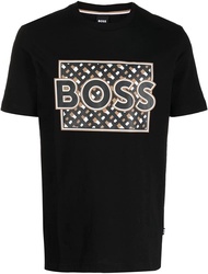 Hugo Boss Mens Tiburt 353 Black Logo Crew Neck Tshirt