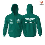 Hoodie Zipper Sweater Jacket Team Aston Martin Aramco Alonso Formula One F1