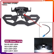Adjustable License Plate Holder with License Plate Light For Street Triple 765RS 765R 765S 660S Fend