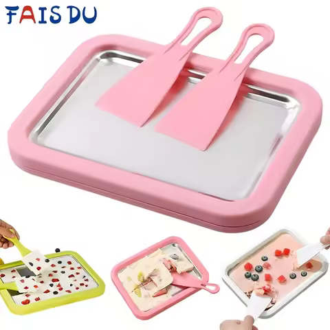 Rolled Ice Cream Maker Portable Ice Cream Machine DIY Frozen Yogurt Maker Instant Freeze Tray with 2