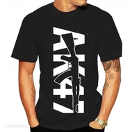 Kalashnikov AK-47 Silhouette with Text T-Shirt Pure Cotton Round Neck Black Men And Women Available 