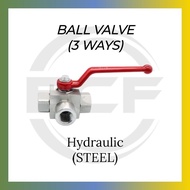 Hydraulic Ball Valve Female BSP Thread End, 3 Ways, STEEL