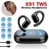 X91 Wireless Earphones Earhook Bluetooth Headphone Sport Headset HiFi Stereo Noise Reduction Earbuds