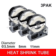 3PCS 3.5/5/11mm Label Heat Shrink Tube SU5S SU11S SU5Y SU11Y SU3Y SU3W Compatible for Epson LabelWor