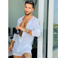Men Unders Bodysuits Long Sleeve Fitness Bodybuilding Muscle Jumpsuits Boxers Tracksuit Sleepwear Pl