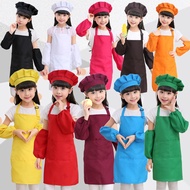 3PCS Apron Set For Kids Girl/Boy Adjustable Chefs Baking Cooking Topi Drawing Painting Tablier