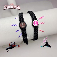 MILES GWEN BLACK & PINK KNITTED BRACELET MILES MORALES AND GWEN STACY SPIDERMAN BRACELET/ SUPERHERO 