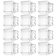 【CH】 12Pcs Bowknot Candy Holder Container Clear Plastic Party Treat Box For Bridal Showers Anniversa