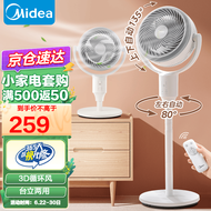 美的（Midea）空气循环扇 电风扇家用立式遥控落地扇涡轮换气扇循环对流3D摇头电扇轻音低噪大风力风扇 3D自动摇头循环扇