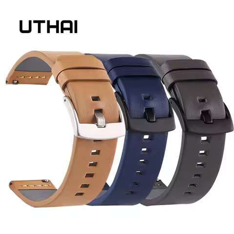 UTHAI Z26 top layer Cowhid Watchbands 18 20 22 24mm For Samsung Watch 46mm 44mm 42mm 40mm Strap For 