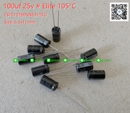 (จำนวน 10ชิ้น) 100UF 25V 105C ELITE SIZE 6.3X11MM. สีดำ CAPACITOR คาปาซิเตอร์ ES1E101MNN6311EU