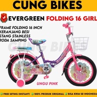 Terhott !!! Sepeda Lipat Anak Perempuan Mini 16 Inch Evergreen Folding