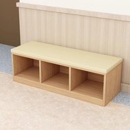 Stool ชิงช้าสำหรับเด็ก ทรงยาว วัสดุไม้เนื้อแข็ง หนัง PU ฟังก์ชันนิยม ที่นั่งแบบพับได้ ปรับระดับได้ ช