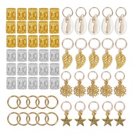 80Pcs African Hair Jewelry Braid Accessories Decorations Metal Hair Ring TUbes CUffs Dreadlocks Drea