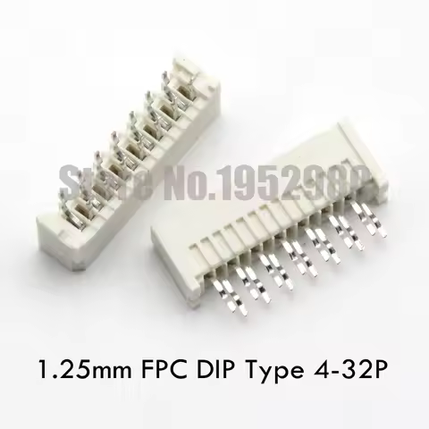10PCS 1.25mm FPC/FFC Flat Cable Connector Socket Double Row DIP Type 4/5/6/7/8/10/12/14/15/16/18/20/