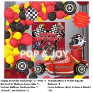 F1 Racing Car Red Balloon Set Kids Birthday Balloon Party Decoration Belon Hari Jadi Kanak-Kanak