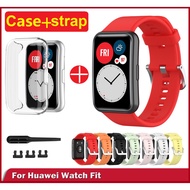 Huawei Watch Fit Strap+case Huawei watch fit new , Huawei watch fit elegant Soft silicone Huawei FIt Strap soft Full Covered TPU Plated Huawei Fit New Case