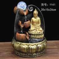 Lukcy feng shui whee water wheel fountain good luck charms home office led light crystal glass ball