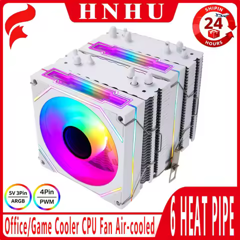 HNHU Argb 90mm Fan White/Black Themed Radiator Twin Towers 6 Heat Pipe CPU Cooler Compatible LGA2011