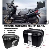 Universal Motorcycle Top Box ABS 45L Waterproof Rack Aluminium Safety Lock for ABS Box Motorcycle Tail box