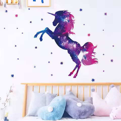 1Pc Beautiful Unicorn Wall Stickers Kids Room Girls Room Decoration for Children Bedroom Decor for H